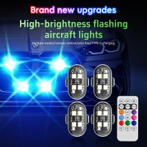 4/6in1 Car Motorcycle Bike LED Aircraft Strobe Light RGB Remote Control Rechargeable Anti-collision Warning Light Signal Lamp