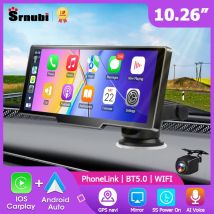 Ekran Carplay 10,26 cala do samochodu, bezprzewodowy odtwarzacz multimedialny CarPlay i Android Auto, uniwersalne radio samochodowe, stereo samochodowe BT AUX FM