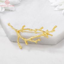 (3399)2PCS 55x28MM 24K Gold Farbe Überzog Messing Baum Zweig Brosche Hohe Qualität DIY Schmuck Machen erkenntnisse Zubehör