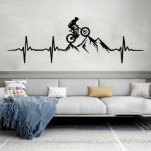 Calcomanía de pared con latido del corazón para bicicleta de montaña, Mural artístico para sala de estar y dormitorio, pegatina de pared para bicicleta de descenso para motorista de montaña, sala de