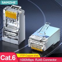 SAMZHE Cat6 RJ45 Stecker 8P8C Modulare Lan Kabel Kopf Plug Cat 6 Crimp Netzwerk RJ 45 für Ethernet