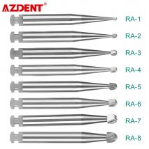 AZDENT 5 sztuk/pudło dentystyczne wiertła z węglika wolframu niska prędkość okrągła seria RA dla laboratorium dentystycznego lub kliniki średnica chwytu = 2,35 mm długość = 22,5 mm