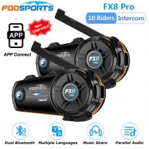 Fodsports FX8 Pro Intercom auriculares para casco de motocicleta 8 conductores Intercomunicador Bluetooth Dual Moto música compartir interfono