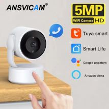 Telecamera WIFI Tuya per interni Baby monitor da 5 MP Conversazione bidirezionale Zoom 4X PTZ 360 °    Le telecamere di sorveglianza supportano Alexa Google Smart Life