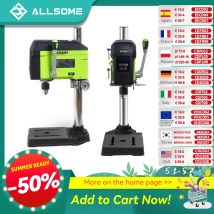 ALLSOME Tischbohrmaschine, bürstenloser Motor, Tischbohrmaschine mit max. 2500 U/min einstellbarer Geschwindigkeit, LED-Arbeitslicht