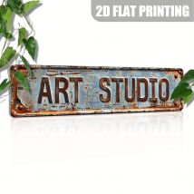 Vintage Art Studio dekoratives Schild aus rustikalem Metall, Wandschild für den Innen- und Außenbereich, ideal für Veranda und Garage.