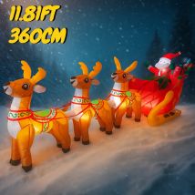 11,81 FT Aufblasbare Santa Drei Schlitten Rentier Spielzeug LED Festliches Geschenk Weihnachten Hof Party Dekoration Weihnachten Liefert Hause Ornament
