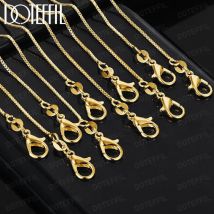 DOTEFFIL 1MM Box Kette Halskette 18K Gold 1/5/10 teile/los 16-30 Zoll Für Frau Mann mode Schmuck