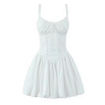 YENKYE 2025 Frauen Spitze Verstärktes Schwarz Weiß Sling Mini Kleider Niedrige Taille Baumwolle Sommer Sexy Party Kleid Sexy Schnürung Up Robe