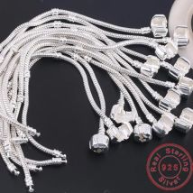 Original 925 Sterling Silber Schlangenknochen Charm Armband Armreif Edlen Schmuck Grundlegende Charm Armbänder für Frauen männer Party DIY Schmuck