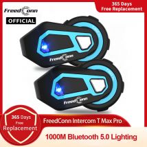Freedconn T Max Pro intercomunicador de motocicleta Bluetooth casco auriculares 6 conductores BT 5,0 1200M FM Motor interfono comunicador auricular
