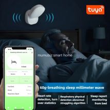 Tuya-Sensor inteligente de sueño respiratorio, Radar de onda milimétrica de 60GHz, WiFi, presencia humana, Sensor inteligente con detección de ritmo cardíaco
