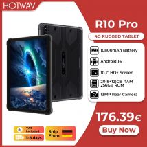 Tablet robusto HOTWAV R10 Pro 20 (8+12)GB + 256GB, Schermo da 10.1'', Fotocamere 5MP+13MP, Android 14.0, Batteria da 10800mAh, Dual SIM, GPS, 4G