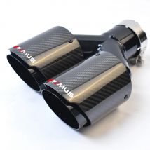 Glossy Black Universal Dual Straight Carbon Fiber Exhaust Tip Silver Steel Muffler Pipe With VREMUS for Car Customization