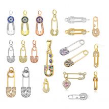 Ciondolo spilla da balia carino in cristallo di zirconi AAA per orecchini di collana Creazioni di pietre CZ in ottone placcato oro Fascino di gioielli fai da te