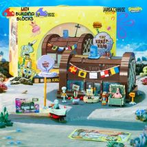 SpongeBob SquarePants Building Blocks Cartoon Krabby Patty Restaurant Assembly Building Blocks modello creativo ornamenti giocattolo regalo