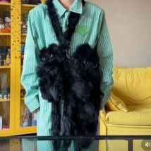 Rucksack schwarze Katze flauschige Mode neue Taschen für Frauen Street Style Tasche Euro-Amerika Stil Unisex