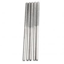5x 3mm Drill Diamond Coated Grinder Heads Shank Cylindrical Flat Head Lengthened Burrs Set Polishing For Dremel Rotary Tool