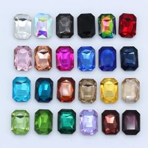 Glänzende 6–27 mm große rechteckige Strasssteine aus Kristallglas mit achteckiger Spitze auf der Rückseite, Re-Octagon für Schmuck, Bekleidungszubehör