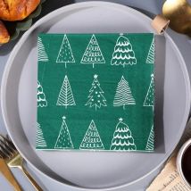 20 stücke 33*33cm 2-lagig gemaltes Weihnachts dekorations papier weiß zeichnen Weihnachts baum gedruckt Serviette Party Tissue Großhandel