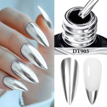 MEET ACROSS 7 ml Silber Metall Malerei Gel Nagellack Spiegel Effekt Linie Blume Zeichnung Gel Soak Off Gel UV Nail art Lack DIY