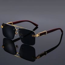 Retro rahmenlose Nachahmung Holzmaserung Damen Zierbrille Herren Trend Street Fashion Brille