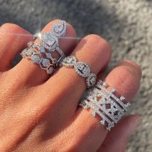 UILZ Luxus Zirkon Silber Farbe Waben Offene Ringe für Frau Neue Mode Finger Schmuck Hochzeit Party Mädchen Sexy Ring