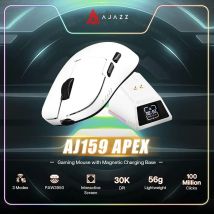 Ratón inalámbrico AJAZZ AJ159 APEX PAW3950, sensor 2.4G/BT/USB-C, luz 56g, con base de recarga de imán 8K.