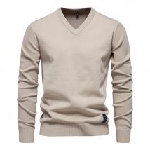 2025 Baumwolle Pullover Pullover männer V-ausschnitt Einfarbig Langarm Männer Stricken Kleidung Warme Pullover Männer Casual Mode Tops