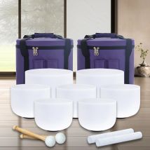 KVKA 7-12 Zoll 12"C 11"D 10"E 9"F 8"A 7"G 7"B Set mit 7PCS Chakra Frosted Quartz Crystal Klangschale für Yoga Sound Heilung