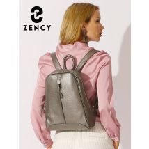 Zency 100% Soft Genuine Leather Fashion Women Backpack Casual Travel Back Pack Bag Retro Bronze Satchel Laptop Knapsack Shoulder