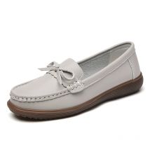 Neue, große, flache, lässige Arbeitslederschuhe aus 100 % echtem Leder für Frühling und Herbst sowie Mama-Loafer für Damen