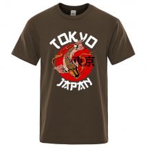 Tokyo Koi Fish Divertente Maglietta da uomo Casual Cotone Traspirante Manica corta Top oversize