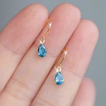 Huitan Fashion Pear Cubic Zirconia Dangle Earrings for Women Daily Wear Simple Versatile Female Hook Earrings Statement Jewelry