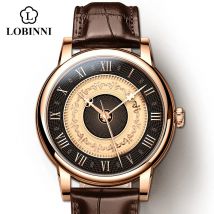 Zegarek męski LOBINNI Retro Business Automatyczny Mechaniczny Zegarek z Mechanizmem MIYOTA 821A Wodoodporny do 50m Szkło Szafirowe Zegarek na Rękę