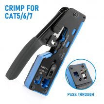 Pinza a crimpare RJ45 Passaggio attraverso pinza spelafili per Cat7 Cat6 Cat5e 8P8C Connettore modulare Ethernet Strumento per cavi all-in-one