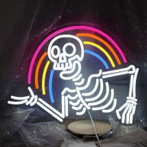 Halloween Regenbogen Skelett Neon Schild USB Powered Schädel Led Neon Licht für Halloween Party Weihnachten Schlafzimmer Mann Höhle Spielzimmer