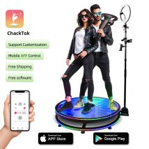 Cabina de Fotos CHACKTOK 360 para Fiestas, Cabina con Cámara Giratoria de 360 Grados con Software de Personalización de Logotipo Adicional, Aplicación, Control Remoto Automático