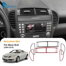 Reale Morbida Fibra di Carbonio Trim Adesivo Per Mercedes Benz SLK R171 2004 2005 2006 2007 2008 2009 2010 Accessori Uscita Aria Centrale