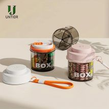 UNTIOR Portapillole 4 Griglie Girevoli Compresse visive Medicina Organizer Caso Pillole da viaggio Farmaci Vitamine Dispenser di stoccaggio di oli di pesce