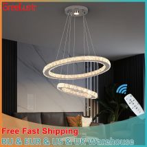 Moderna lampada a sospensione a Led anelli di cristallo di lusso lampadario dimmerabile lampada da soffitto a sospensione lustro soggiorno sala da pranzo Decor Fixture