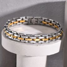 Vnox Braccialetti a maglie da uomo con cinturino spesso e maschile, cinturino a maglie fatto a mano in acciaio inossidabile da 11 mm, regalo punk delicato per lui