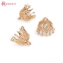 10PCS Hohe Qualität 18K Gold Farbe Messing Runde und Oval Charms Perlen Kappen Stecker Quaste Kappen Schmuck Ohrringe, die Entdeckungen