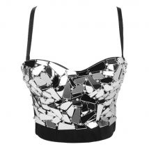 Frauen Camis BH glänzende Pailletten Unterhemden Korsett sexy Tank Top Streetwear Party Nachtclub Dessous Bühnenshow