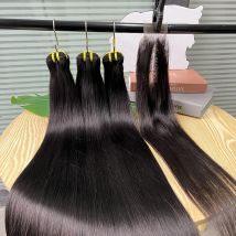 Gerade Bundles Mit 2x6 HD Unsichtbare Spitze Schließung Menschliches Haar Natürliche Farbe Vietnamesischen Rohes Haar Weben Extensions für Frauen