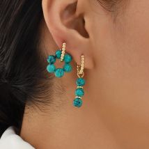 Mode geometrische bunte runde Perlen Tropfen Ohrringe für Frauen trend ige asymmetrische quadratische Ohrringe Schmuck