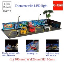 1/64 Auto Diorama Garage Parkplatz Modell LED Beleuchtung PVC Garage DIY Szene DieCast Auto Modell Für Kinder Weihnachten Geschenk