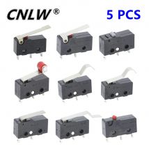 5 PCS Mini Micro Limit Switch NO NC 3 Pins PCB Terminals SPDT 5A 125V 250V 29mm Roller Arc lever Snap Action Push Microswitches
