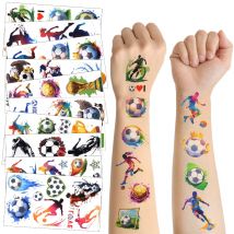 10 adesivi per tatuaggi temporanei da calcio, per bambini, ragazzi, bomboniere per feste di compleanno, sport, calcio, decorazione per feste, riempitivi per pinata, regalo giocattolo
