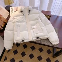 2024 Winter Dicke Warme Kurze Parkas Frauen Mode Gestellte Stehkragen Mäntel Weibliche Elegante Zipper Baumwolle Jacken Puffer Outwear